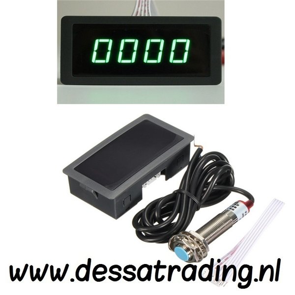 Led toerentalmeter groene cijfers - 8 tem 15 volt DC - max rpm 9999 - 29,95 - gratis verzending