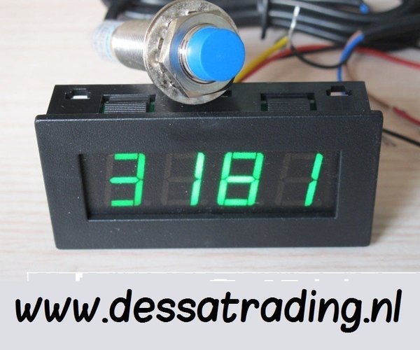 Led toerentalmeter groene cijfers - 8 tem 15 volt DC - max rpm 9999 - 29,95 - gratis verzending